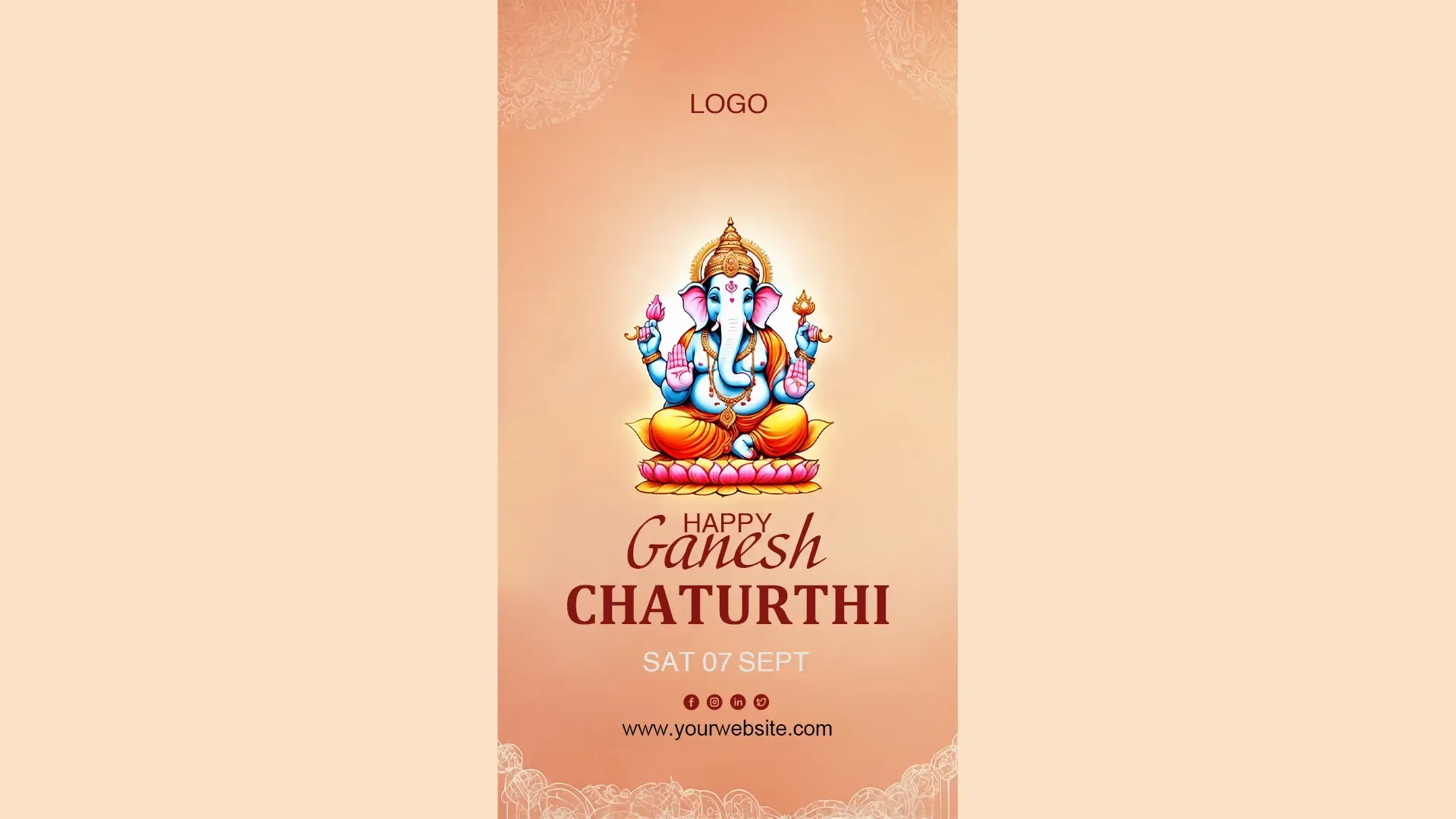 Happy Ganesh Chaturthi Instagram Story with Elegant Floral Patterns image